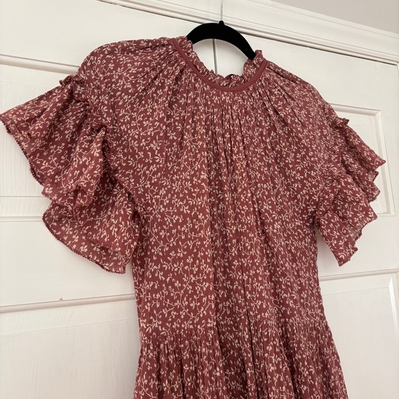 Ulla Johnson Clay Doris Dress Tiered Ruffle Vine Floral Print Size 2 - Picture 7 of 16